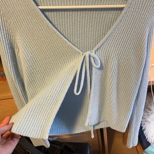 Baby Blue Boutique Front tie sweater